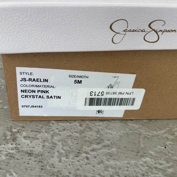 Jessica Simpson Raelin Neon Pink Feathered Strappy High Heels - Picture 8 of 8